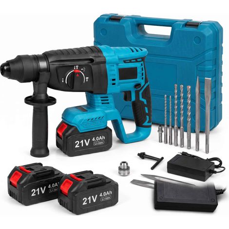 Perforateur burineur sans fil 21V brushless SDS Plus avec 2 batteries 4,0 Ah et coffret