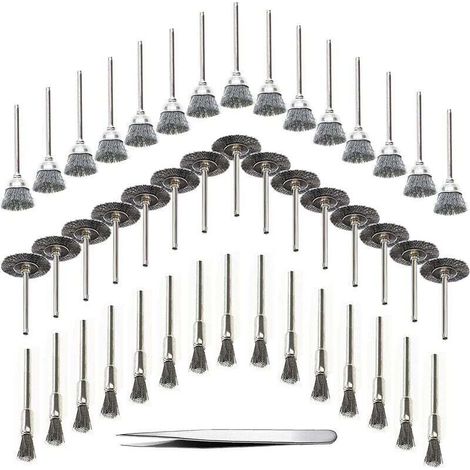 45 Pièces Outil de Perceuse à Bois Brosse Métallique Fil d'Acier Inoxydable Brosse de Perceuse Rotative en Métal, Argent (Acier Inoxydable) (1/5)