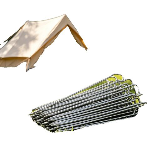 Estacas de acero para tiendas de campaña, 23 cm de largo, 3 mm de diámetro, resistentes, inoxidables, 50 unidades. (1/5)