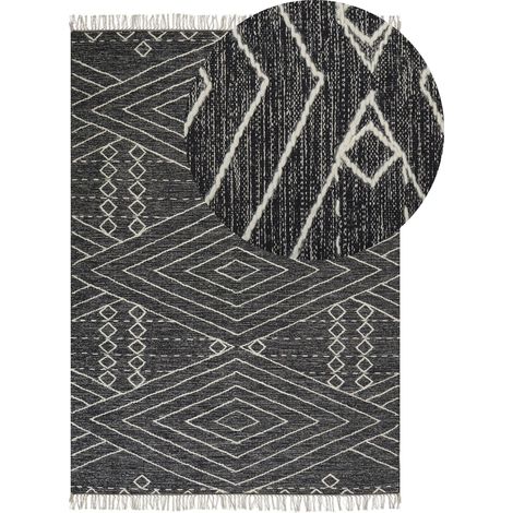 Teppich KHENIFRA Schwarz 160 x 230 cm Baumwolle