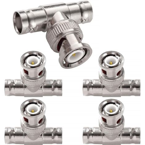 5 Pièces BNC 3-Voie 1 Mâle à 2 Femelle T Adaptateur, Répartiteur BNC Type-T Mâle vers Double Femelle, pour CCTV, Antenne, Câble Coaxial (1/5)