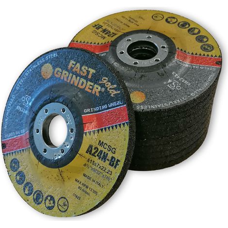 Disques abrasifs à meuler 115 mm – Lot de 10 disques pour acier et inox – Vitesse max 13.300 tr/min – Moyeu déporté – Rosver