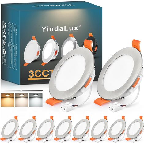Spot LED Encastrable 68mm 5W 550LM Spots de plafond IP44 Spot salle de bain, Blanc Chaud 3000K Blanc Neutre 4000K Blanc Froid 6000K Réglable, Trou Φ65-75mm, AC220-240V, Lot de 6, Noir (1/5)