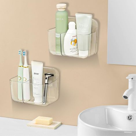 CSPARKV Bathroom Shelf, 2 Pieces Shower Caddy No Drilling Wall Mounted Bathroom Shelves for Bathroom and Kitchen, Bathroom Organizer for Shampoo and Shower Gel. (1/3)
