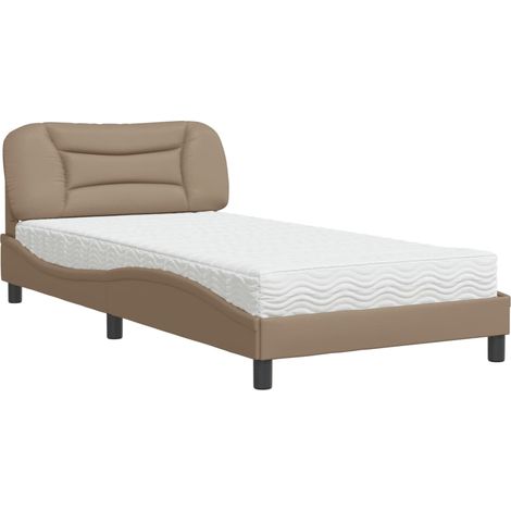 Lit simple,Lit adulte,Lit avec matelas cappuccino 100x200 cm similicuir CFW57247 (1/5)