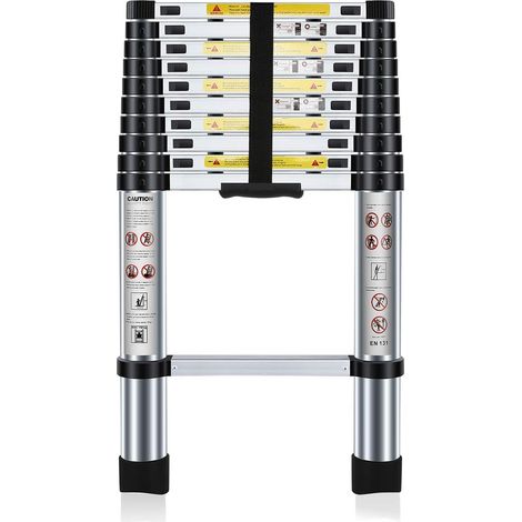 Escalera Telescópica de Aluminio de 3.2m, Escalera Extensible Ligera con Pies Antideslizantes Carga Máxima: 150 Kg (1/5)