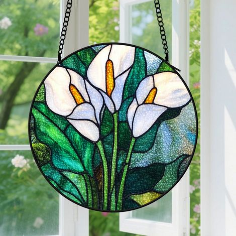 9cm Suspension en Vitrail Coloré, Attrape-Soleil Artistique pour Décoration Maison, Cadeau Anniversaire pour Femme, Homme, Maman, Papa (1/5)
