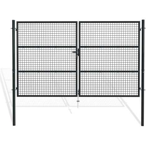 Puerta batiente de malla gris OLGA H.180 de 3 m