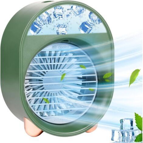 Tragbare Klimaanlage, persönlicher Luftkühler, Mini-Luftkühler, tragbarer Ventilator mit Klimaanlage, 3-stufiger mobiler Kühler (Grün) (1/5)