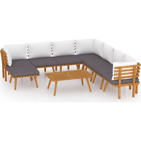 Maison Exclusive - Set Divani da Giardino 9 pz con Cuscini in Massello di Acacia (1/5)