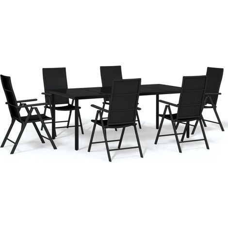 Maison Exclusive - Set Mobili da Pranzo per Giardino 7 pz Nero