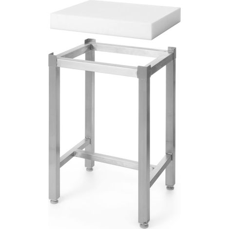 HENDI Hackblock aus Polyethylen mit Untergestell, 505656 + 505670, Weiß, 500x400x(H)800mm