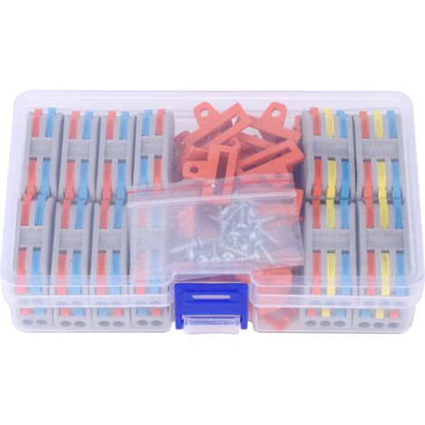 Connecteur électrique 48 pièces, domino conducteur multicolore 11-28AWG, PCT-2-2 et PCT-2-3, 16x 2 positions + 8x 3 positions, raccord fil rapide pour câblage DIY. (1/5)