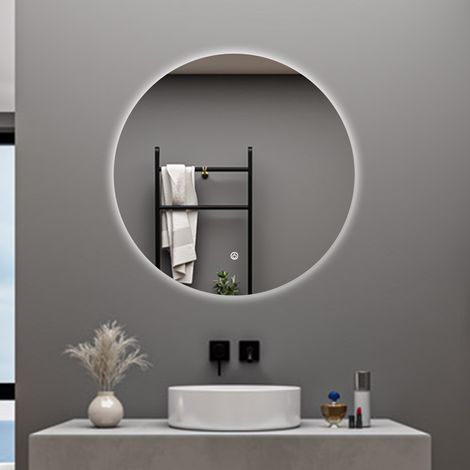AICA SPECCHIO DA BAGNO ROTONDO CON LED 60 X 60 CM, ANTIAPPANNAMENTO, INTERRUTTORE A SFIORAMENTO(RETROILLUMINATO) (1/5)