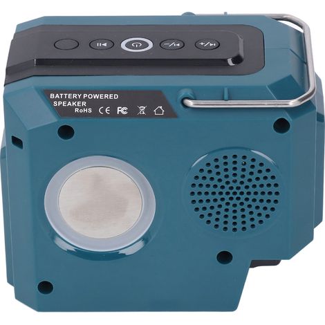 Altavoz Bluetooth BT5.3 para obras, alimentado por batería, con luces LED de colores para BL1815N, BL1830 y BL1840. (1/5)