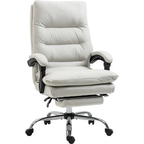 Silla de oficina con masaje, reclinable 135°, altura ajustable, blanco crema, 120 kg (1/5)