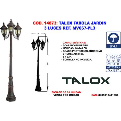TALOX Gartenstraßenlaterne 3 Lichter MV067-PL3