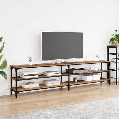 Meuble TV-Banc TV-Meuble Télé Bois Ancien 200 x 30 x 50 cm Bois d'ingénierie et fer (1/5)