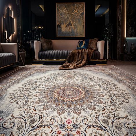 Tapis oriental tissé Beauty Array - 300x200cm, Rectangular - 80% Polyester, 20% Coton - Tissé - Crème