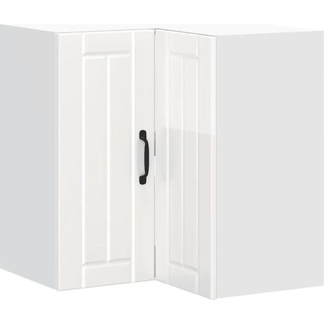 Pensile angolare da cucina 57 x 57 x 60 cm pratico spazio contenitivo design moderno legno composito bianco lucido 020050204