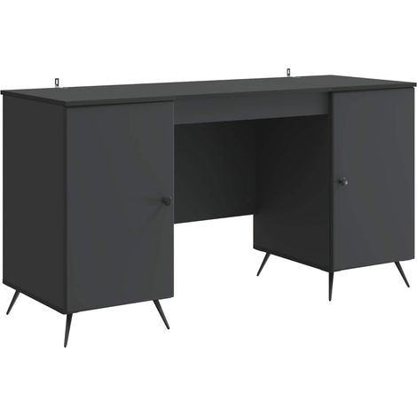 Desk with Shelf Black 142.5 x 50 x 75 cm Engineered Wood vidaXL