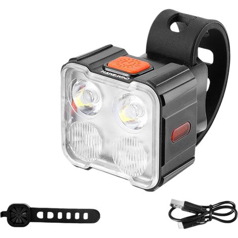 Lampe de vélo de nuit, lampe frontale et feu arrière rechargeables USB, étanche, équipement de VTT (1/5)