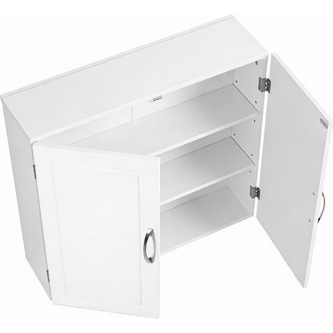 Vasagle – Armoire à pharmacie murale 18 x 60 x 60 cm – 2 étagères réglables – MDF blanc nuage – Montage facile et durable