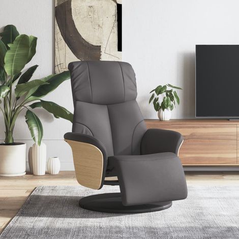 Sillón reclinable con reposapiés cuero sintético gris vidaXL