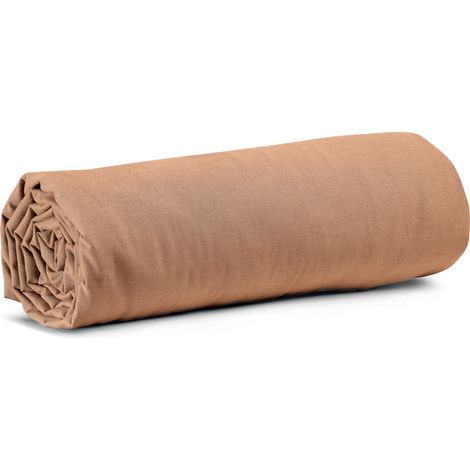 VIVARAISE - Drap housse Calita Cognac - 180x200 cm avec bonnet 30 cm - Coton 100% Vivaraise