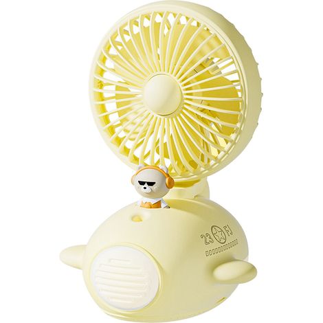 Ventilateur brumisateur USB mignon jaune pour été, rechargeable, pour dortoir bureau étudiant, humidificateur spray portable (1/5)