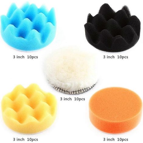 Kit de 50 tampons de polissage en éponge de 7,6 cm (3 pouces) pour polisseuse de voiture (1/4)