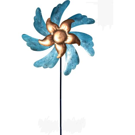 Moulin à vent saisonnier à double sens de rotation pour terrasse, pelouse et jardin. Moulin à vent décoratif en fer à brancher. Girouette avec piquet en métal, attrape-vent extérieur pour jardin, terr (1/5)