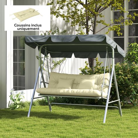 Set mit 4 Outdoor-Kissen für Gartenschaukeln, 1 Sitzkissen, 2 Rückenkissen und 2 Kopfkissen