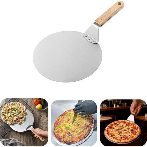 Pelle à pizza et à crêpes en inox 49 cm - spatule résistante à la chaleur pour cuisine et pâtisserie, argent (1/5)