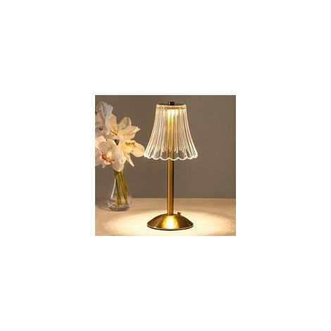 Lampe de table sans fil, lampe rechargeable dorée, lampe de table portable LED en laiton de 30 cm de haut avec variateur intégré