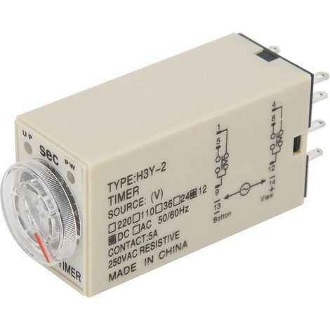 Minuteur temporisé H3Y-2 8P Relais temporisé 05 secondes Type à cadran 5A pour usages multiples (12VDC)