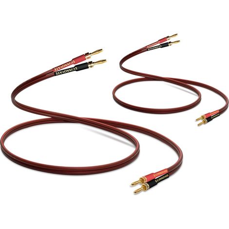 Lot de 2 câbles haut-parleurs HiFi OFC en cuivre pur avec fiche banane plaquée or mâle vers mâle 600 brins 14 AWG pour haut-parleur, système HiFi, home cinéma (2 m) (1/5)