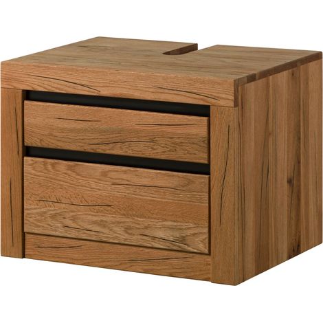 Mobile lavabo in legno di rovere 70x50x52 oliato - natur MONTREUX 50