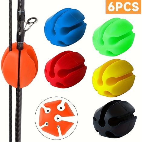 Sangles de support de canne à pêche – Attaches légères pour équipement de pêche à 5 trous, 6 pièces, couleurs mixtes, rack de rangement pour cannes à pêche (1/5)