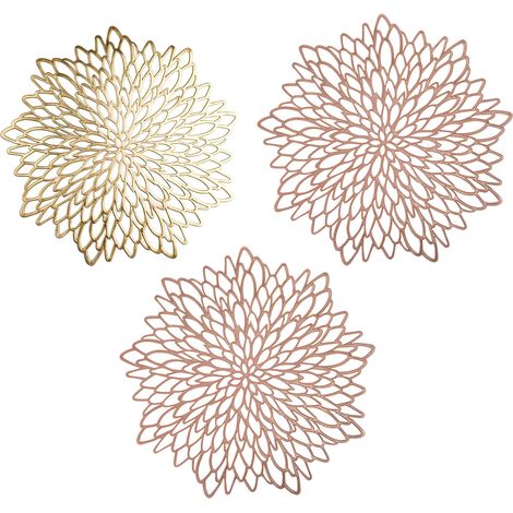 Tapis De Table En Métal Doré - Décoration Élégante Pour Mariage Et Fête - Protection Contre La Chaleur Et Le Bruit - Lot De 4 (1/5)