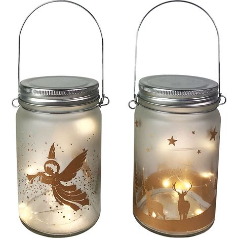 2er Einmachglas mit LED Lichterkette Weihnachtsmotiv-M76838 (1/3)
