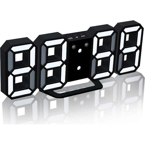 Réveil numérique 3D, horloge murale LED avec 3 niveaux de luminosité réglables, fonction snooze et variateur, facile à lire (1/4)