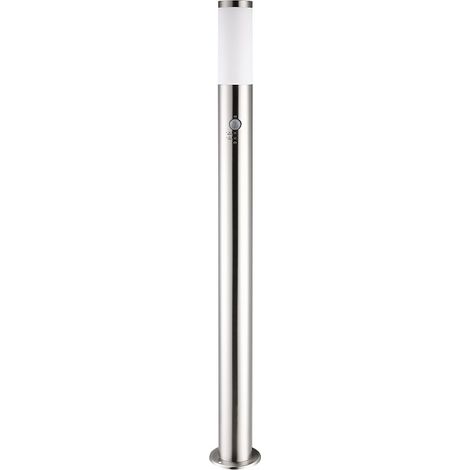 Deuba – Lampadaire extérieur en acier inoxydable argent – Détecteur de mouvement – IP44 – 20W – Pour allées et terrasses