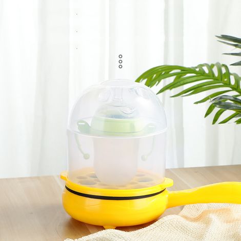Cuiseur à œufs multifonctionnel 2 en 1, poêle à œufs antiadhésive, cuiseur à œufs avec arrêt automatique, idéal pour la maison et les dortoirs (jaune). (1/5)