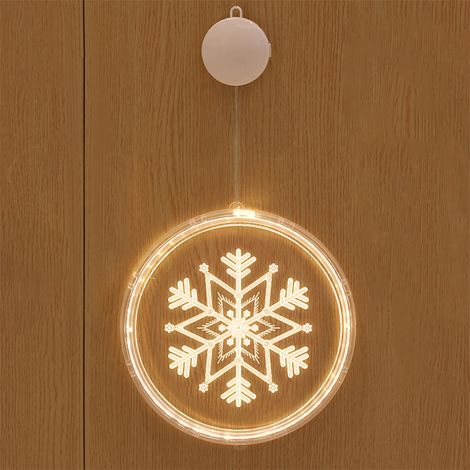 Lanterne De Noël À LED - Guirlande Lumineuse En Acrylique Avec Support À Ventouse - Décoration Intérieure Pour Fenêtre Mur Ou Bar - 1 Pièce