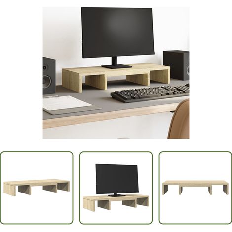 Support écran bois - Support de moniteur réglable chêne sonoma bois d'ingénierie (1/5)