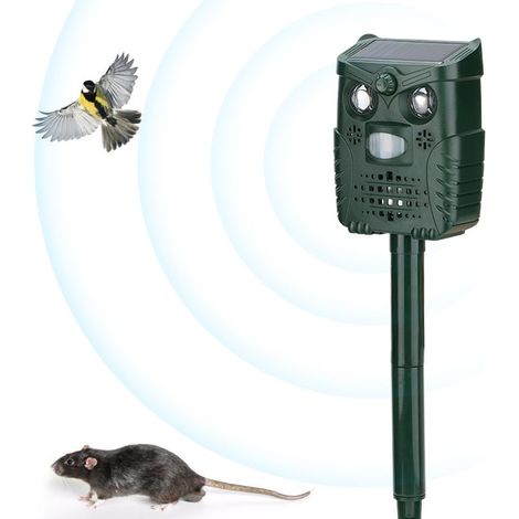 Repellente per gatti a ultrasuoni ad energia solare con ricarica USB, impermeabile, potente luce LED, 4 modalità regolabili, efficace contro gatti, ratti, cani, uccelli e volpi. (1/5)