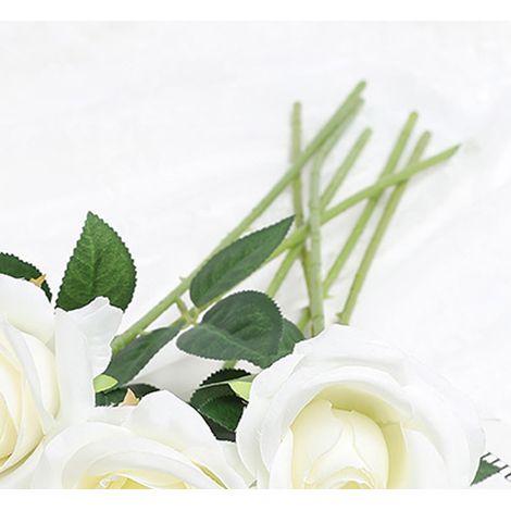 Rose artificielle bleue glacée à tige unique, fleur artificielle pour la Saint-Valentin, tissu de soie, décoration intérieure, rose équatorienne, blanche.