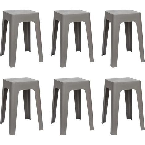 Lot de 6 Tabourets Empilables "Spectra" 47cm Gris (1/4)