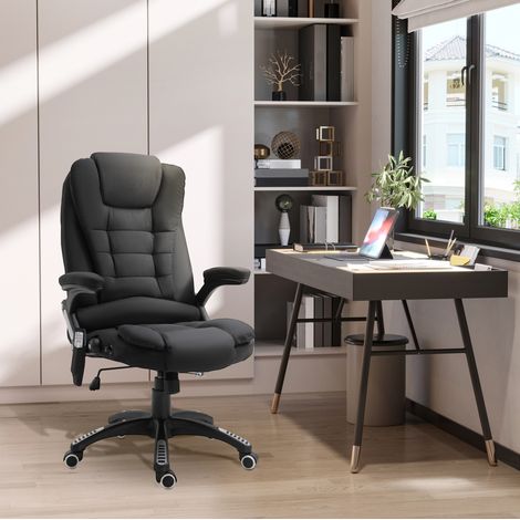 CHICFURN Sedia da ufficio gaming ergonomica nera 68x72x110-120 cm con massaggio e riscaldamento (1/5)